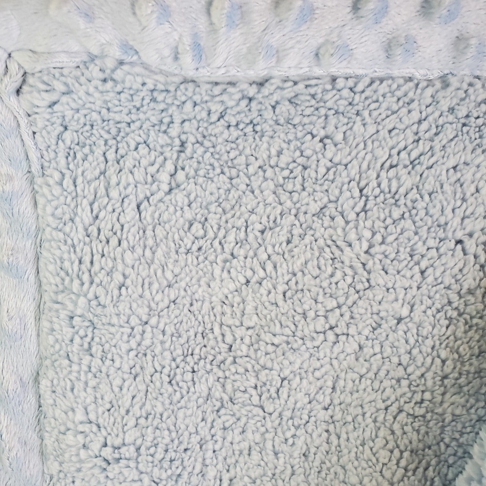 Carters Child Of Mine Blue White Stars Giraffe Velour Sherpa Baby Blanket 30x40 - Picture 3 of 7